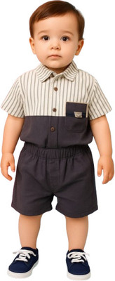 MiniMighty Baby Boys Casual T-shirt Shorts(GREY)