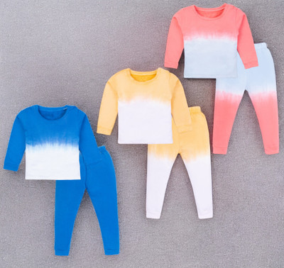 Yk Boys & Girls Casual T-shirt Pyjama(Blue&White, Yellow&White, Red&SkyBlue)