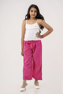 Tuniya Girls Festive & Party Kurta and Pyjama Set(White Pack of 1)