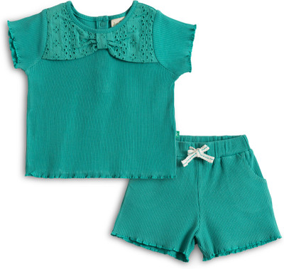 JusCubs Baby Girls Casual T-shirt Shorts(Green)