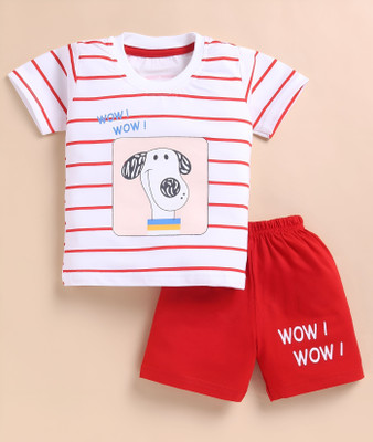 Blushh Berry Boys Casual T-shirt Shorts(White, Red)