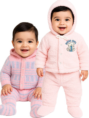 RELANE Baby Boys & Baby Girls Casual Sweater Pyjama(PINK)