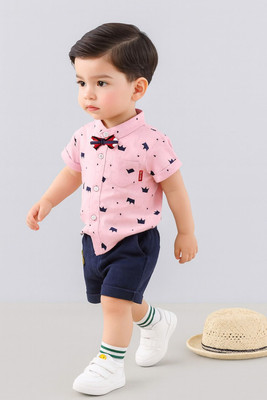 KILLER Baby Boys & Baby Girls Casual Shirt Shorts(ROYALTAJ_PINK-BLUE)