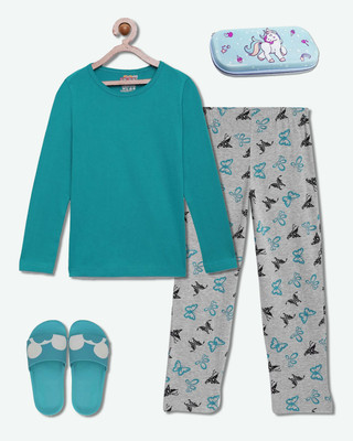 HouseOfCommon Girls Casual Pyjama Sleepsuit(PET_BFLY)