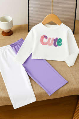 Ykidsfashion Baby Girls Casual T-shirt Pant(Purple)