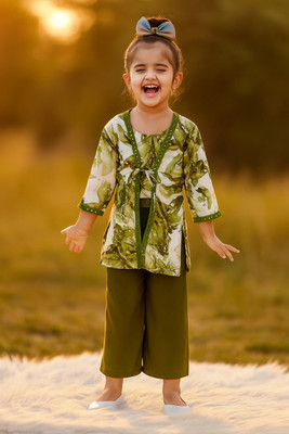 KAARIGARI Girls Party(Festive) Jacket Pant(Dark Green)