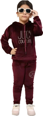 1stLov Boys & Girls Casual Track Suit Track Suit(Wine)