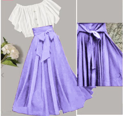 HouseOfCommon Girls Casual Top Pant(Purple)