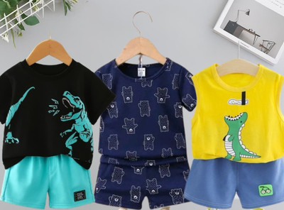 SRP COLLECTION Baby Boys & Baby Girls Casual T-shirt Shorts(Multicolor)