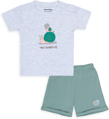 Smart Baby Baby Boys & Baby Girls Casual T-shirt Shorts(Multicolor3)