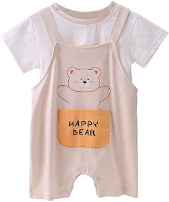 Bold N Elegant Baby Boys Casual T-shirt Dungaree(Beige)
