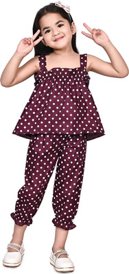 ZAYA Girls Casual Top Pant(Purple)