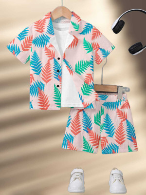 Braxumber Baby Boys & Baby Girls Casual Shirt Shorts(Peach)