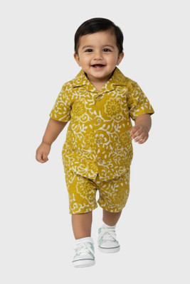 Putchi Baby Boys Casual Top Pant(Golden Yellow)