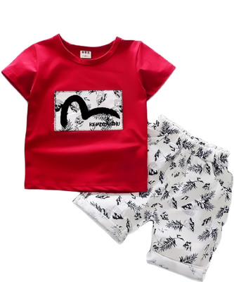 SANWARIA CLUB Boys Casual T-shirt Shorts(Red)