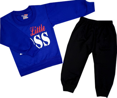 Kifayati Daam Baby Boys & Baby Girls Casual Sweatshirt Pyjama(Blue)