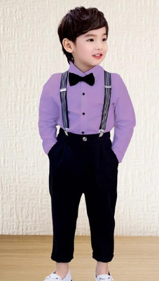 Bleckz Someck Boys Party(Festive) Shirt Pant(Purple)