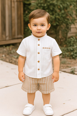 Ruturaj Baby Boys & Baby Girls Casual Shirt Shorts(BROWN)
