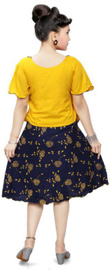 Sagun Dresses Baby Girls Party(Festive) Top Skirt(Yellow)
