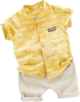 WinsKart Baby Boys & Baby Girls Party(Festive) Shirt Shorts(ALPHA_YELLOW)