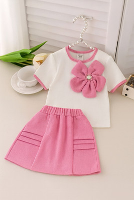 JhilikGarments Baby Girls Casual Top Skirt(Pink)