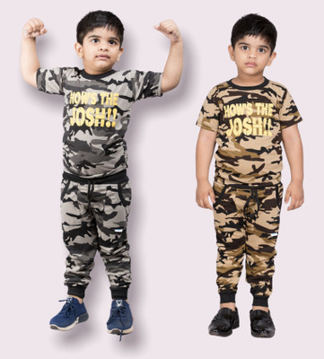TINY TOON Boys & Girls Casual T-shirt Pyjama(Brown & Grey)