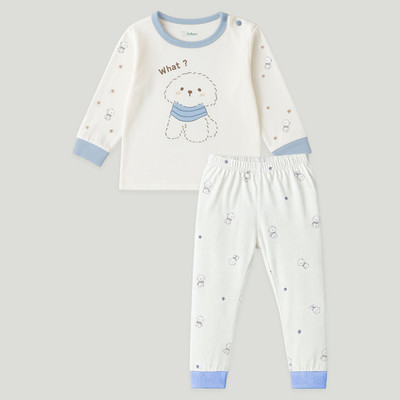 KIdbea Baby Boys & Baby Girls Casual T-shirt Pyjama(Sky Blue Dog)