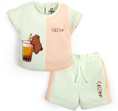 CERABI Girls Casual T-shirt Shorts(Green)
