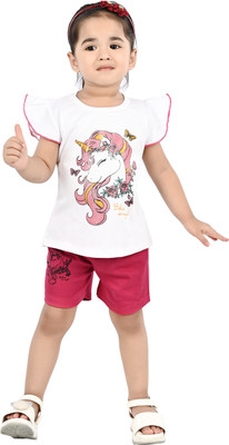 HENA TEXTILE Baby Girls Casual Top Pant(WHITE)