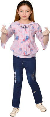 Kidszone Girls Casual Top Jeans(PINK)
