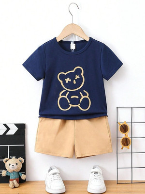 toystshirt Baby Boys & Baby Girls Casual T-shirt Shorts(Navy1)