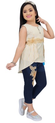 Afiah Fashion Girls Casual Top Jeans(Yellow)