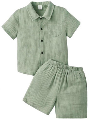 chalodia Baby Boys Casual Shirt Shorts(Dark Pista)