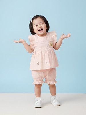 BABY'S DAY Baby Girls Casual Top Shorts(Peach-1)