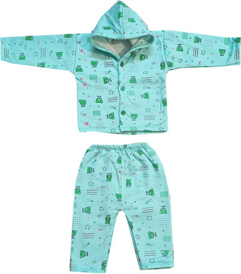SHINING4 Baby Boys & Baby Girls Party(Festive) T-shirt Pyjama(GREEN)