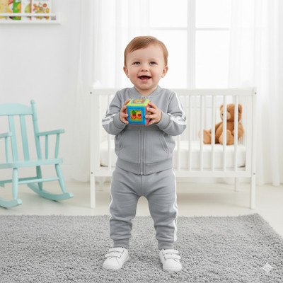 Lucy World Baby Boys & Baby Girls Casual Sweatshirt Track Pants(Grey)