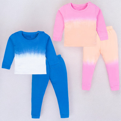 PROVOGUE Boys & Girls Casual T-shirt Pyjama(Blue&White, Pink&Orange)