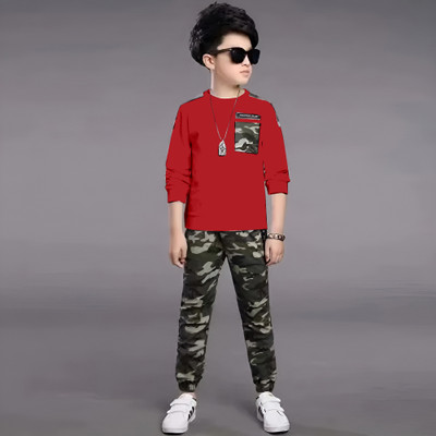 ZIKIGO Boys Party(Festive) Track Pants T-shirt(Red)