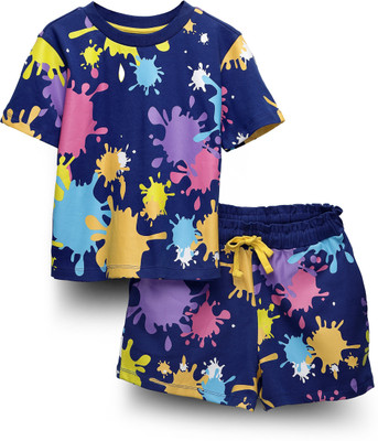 Spunkies Boys & Girls Casual T-shirt Pant(BLUE)