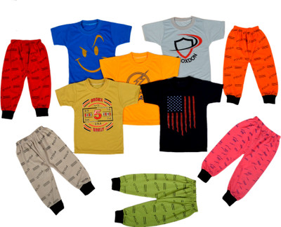 ALUXDON Baby Boys & Baby Girls Casual T-shirt Track Pants(MULTICOLOR)