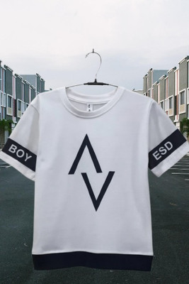 MRKGARMENTS Boys & Girls Printed Pure Cotton Regular T Shirt(White, Pack of 1)