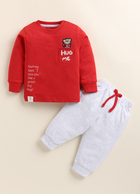 karnika care Boys Casual Sweatshirt Pant(Red)