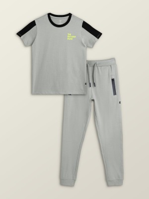 XY Life Boys Casual T-shirt Track Pants(Grey)