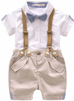 Funwood Games Baby Boys Party(Festive) Shirt Pant(White)