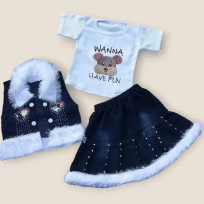 MNP Baby Girls Casual Top Shrug, Shorts(Blue)