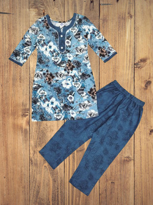 D Plus Creation Girls Party(Festive) Top Pyjama(aqa blue)
