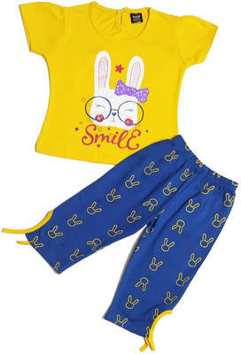 ArpanGarments Baby Girls Casual Top Capri(Yellow)