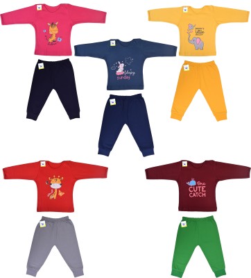 Toddylon Baby Boys & Baby Girls Casual Vest Pyjama(Dark Yellow, Pink, Red, Marron, Navy Blue)