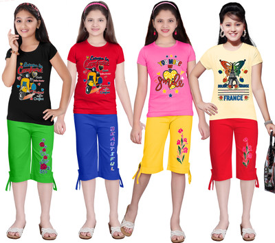 KS KOARRA Girls Casual T-shirt Track Pants(151 MULTICOLOURRS)