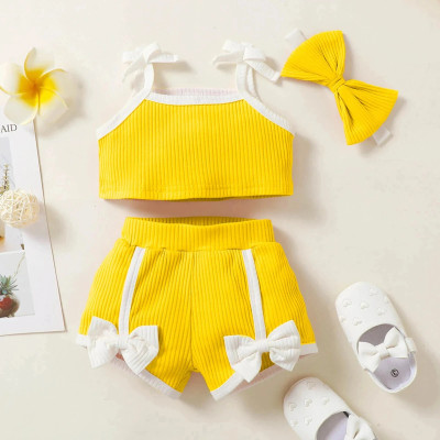 PORPY Baby Girls Casual Top Shorts(Yellow)